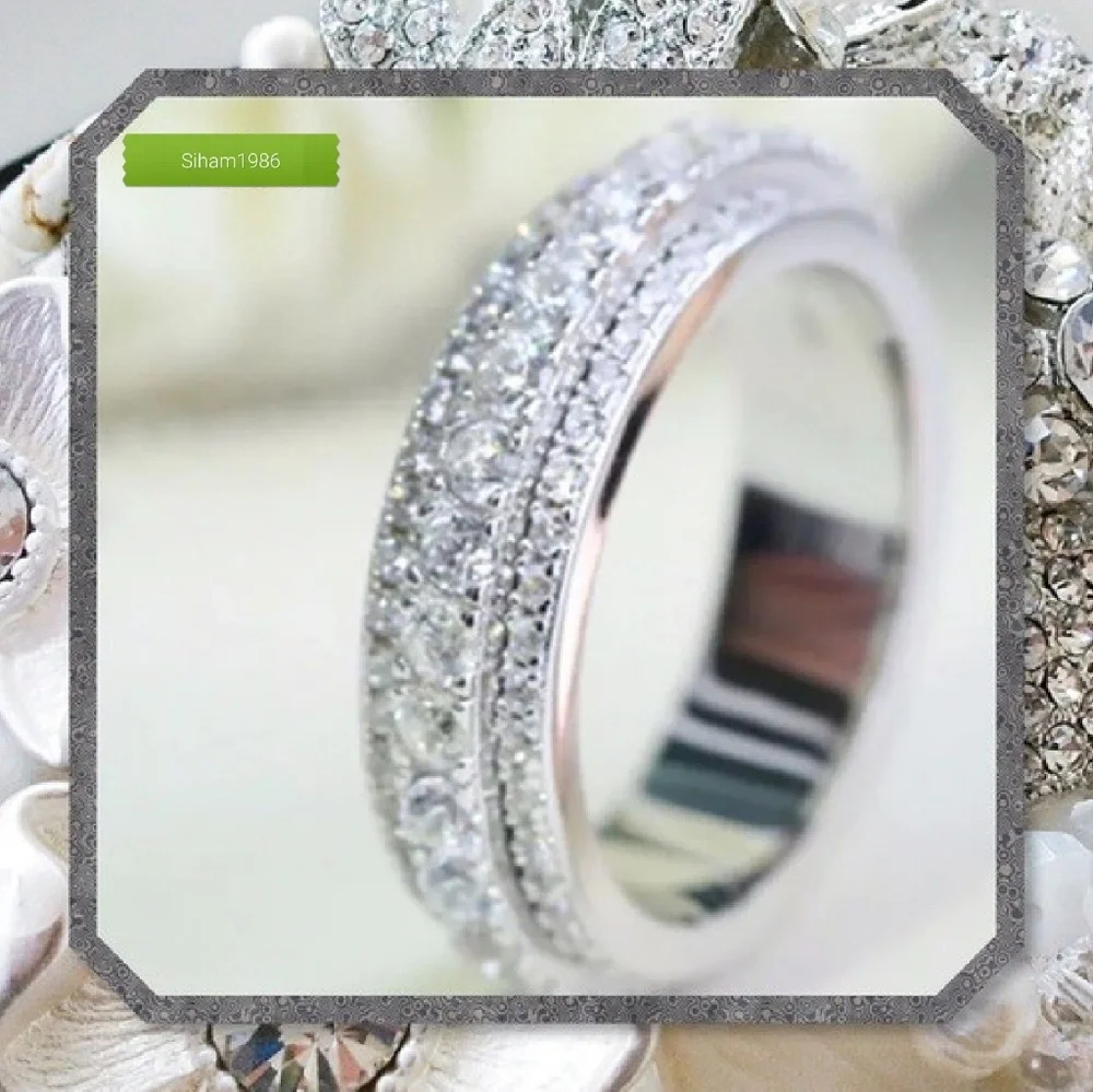 Copy Silver Pavé Crystal Stackable Band - Elegant Women's Jewelry